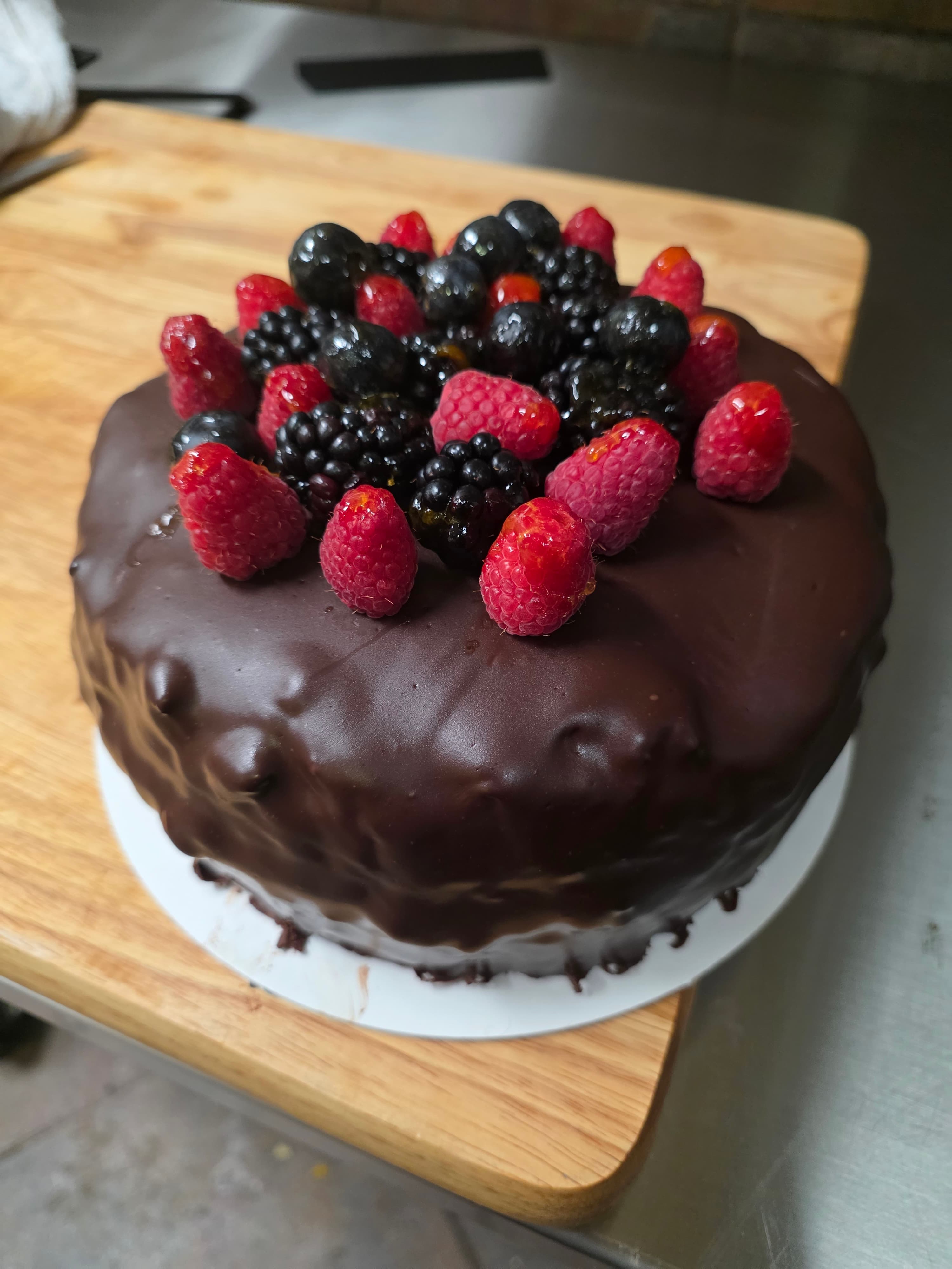 Chocolate Ganache Cake with Berries