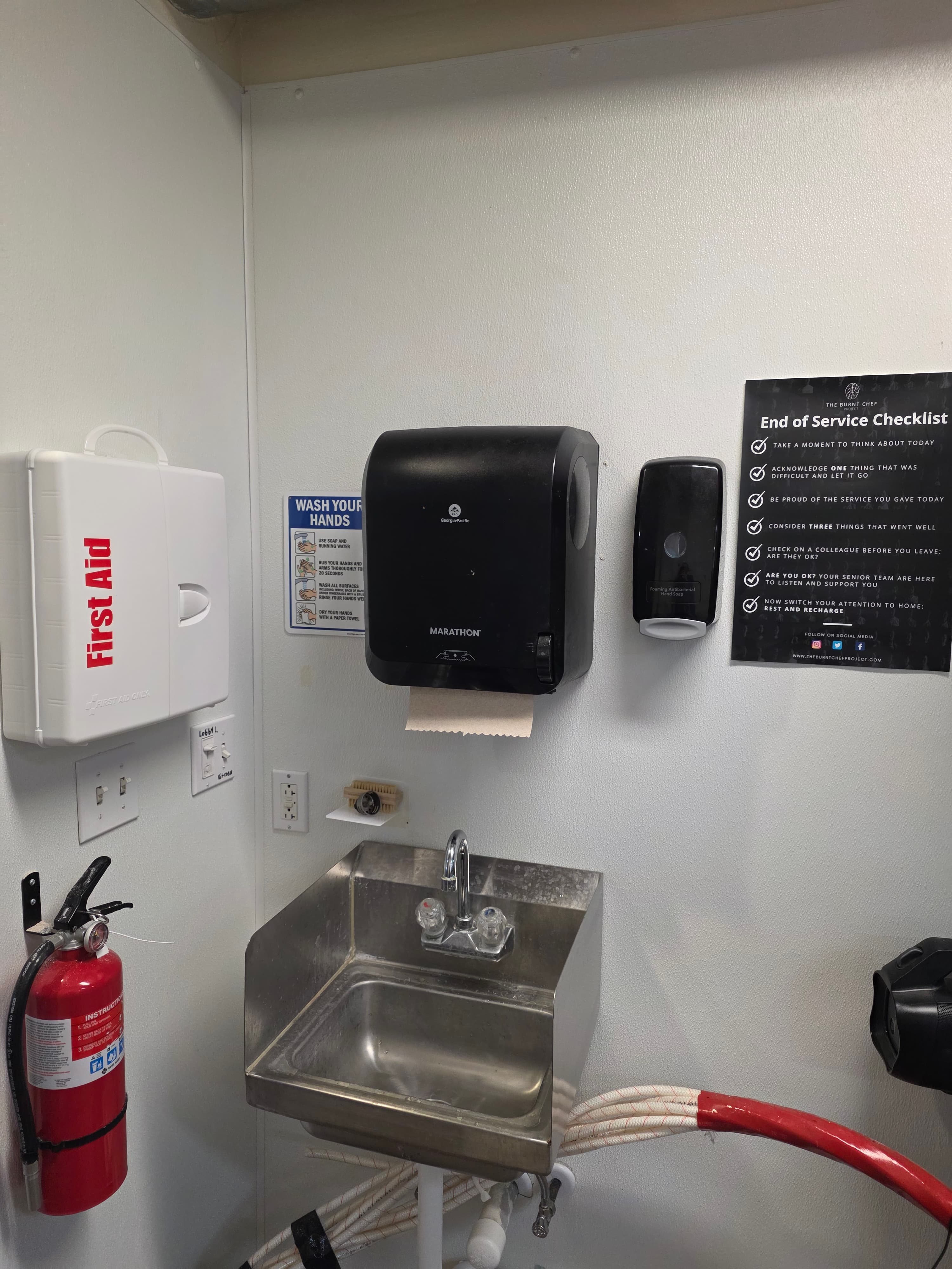 Handwashing and sanitation station at The Unseen Chef Studio