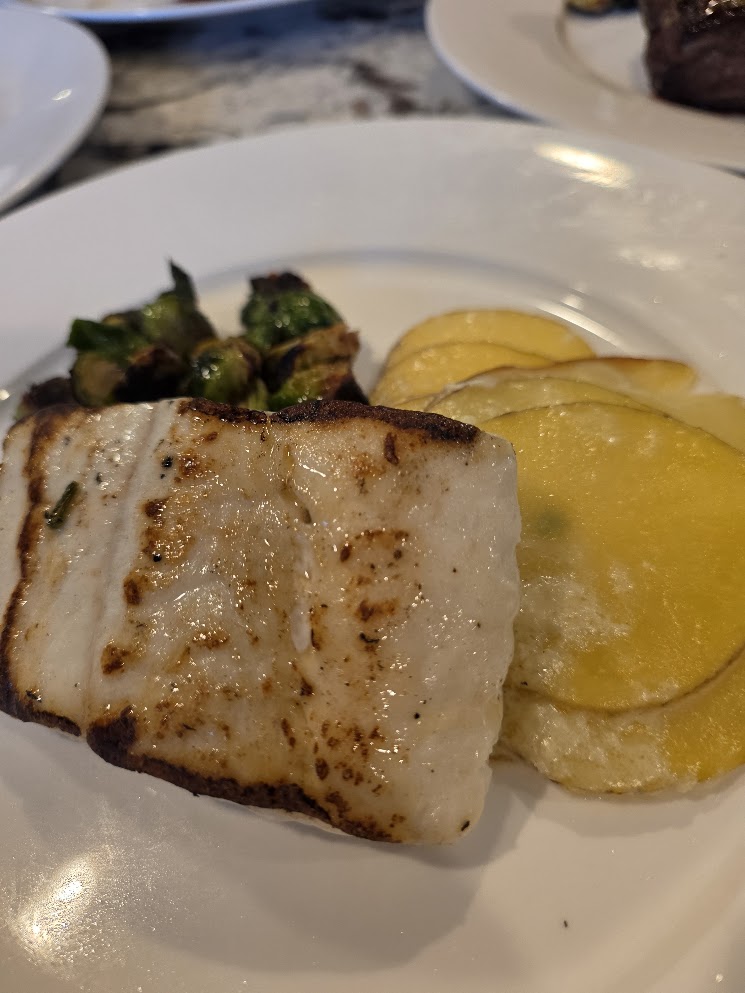Plated halibut