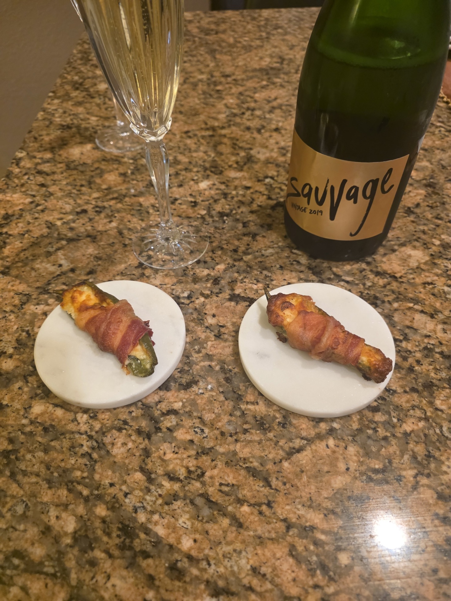 Jalapeño poppers and wine