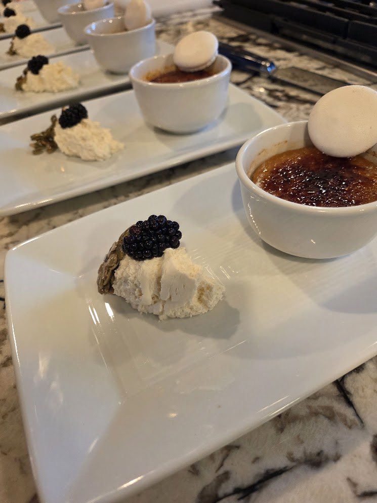 Acorn squash crème brûlée with meringue cloud