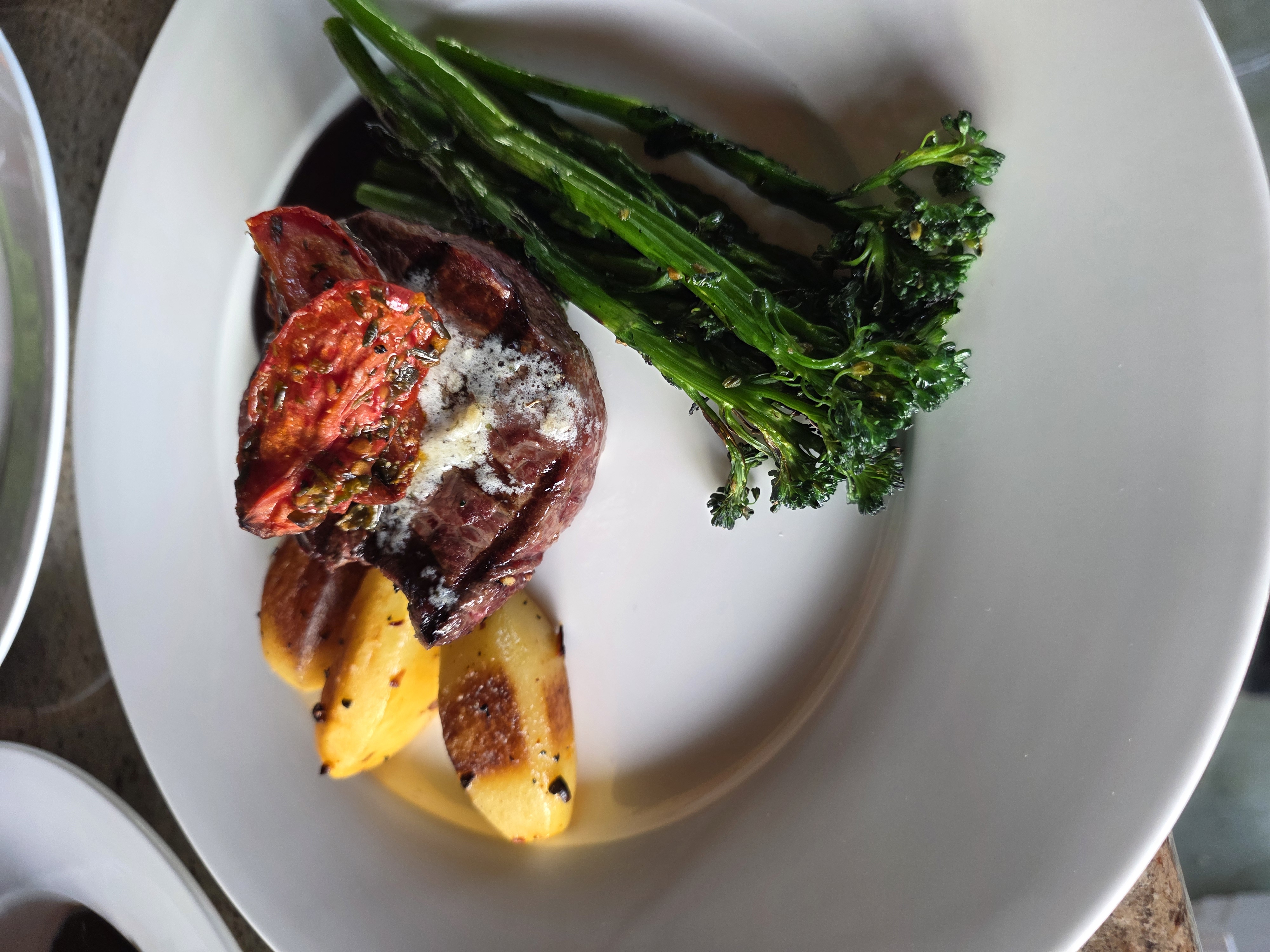 Filet Turned Potatoes Roast Tomatoes