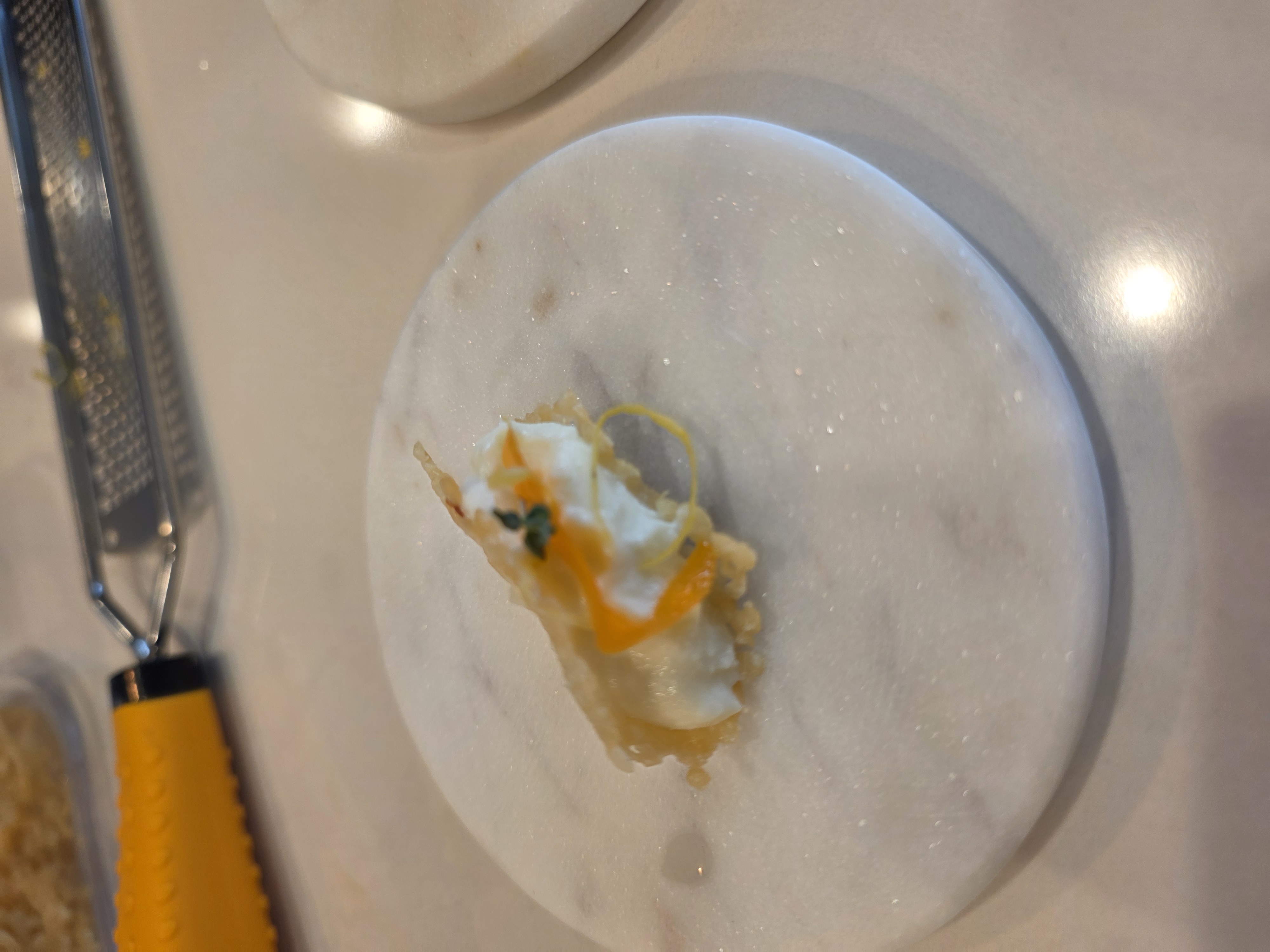 Italian taco with whipped ricotta and Parmesan shell